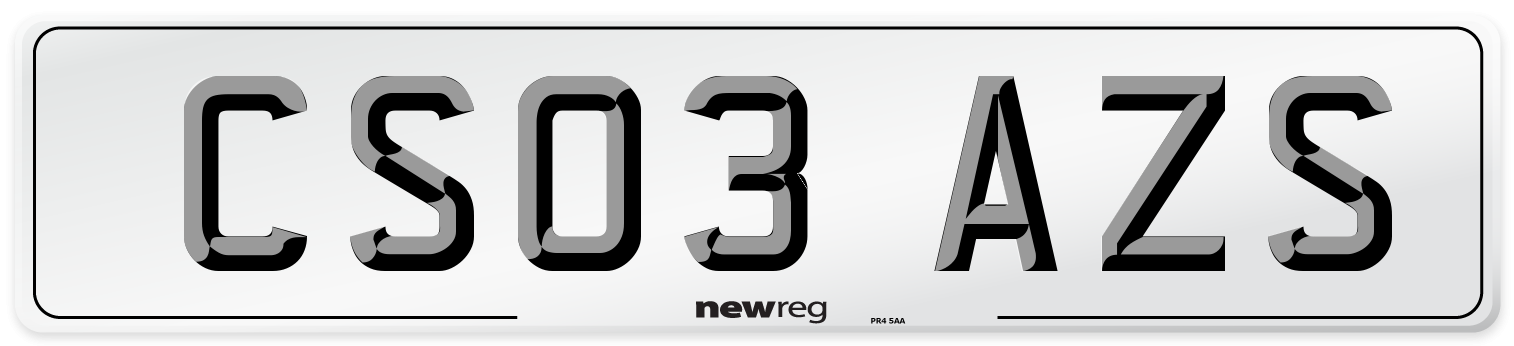 CS03 AZS Number Plate from New Reg